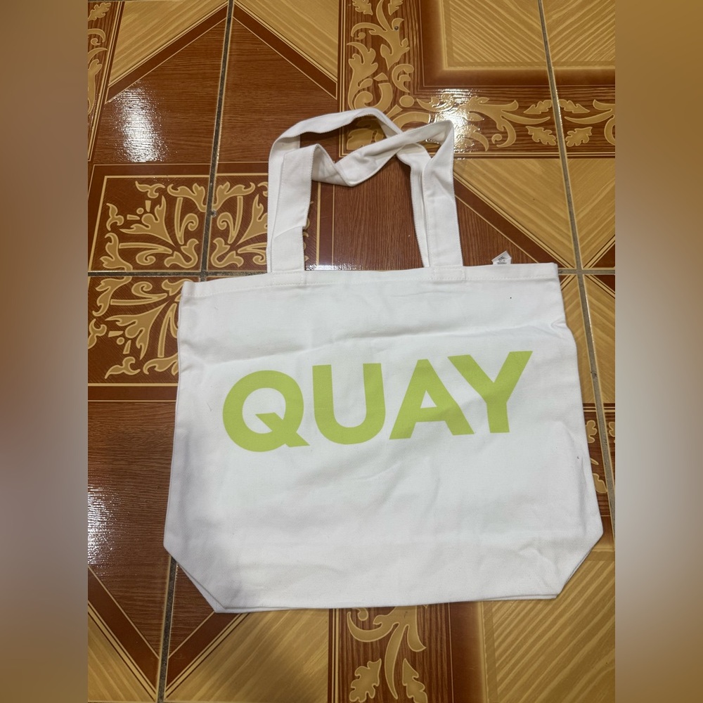 Quay Australia White Tote with Green Logo